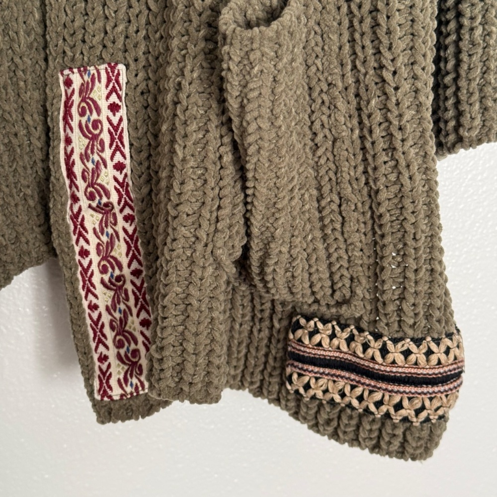 Pol - Chenille Patchwork Pocket Oversized Green H… - image 8